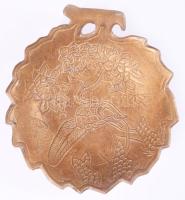 Keleti madármintás bronz dísztál, d: 13 cm