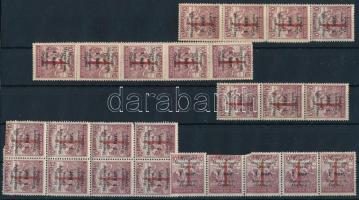 Nyugat-Magyarország VI. 1921 33 db Arató 1K/10f összefüggésekben, Bodor vizsgálójellel (21.450) (néhány bélyeg sérült)