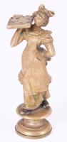 Nőfigurás bronz pecsételő, vésetlen, m: 8,5 cm