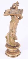 Nőfigurás bronz pecsételő, vésetlen, m: 8,5 cm