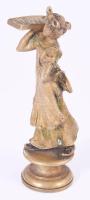 Nőfigurás bronz pecsételő, vésetlen, m: 8,5 cm