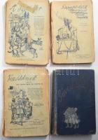 Gárdonyi Géza (Göre Gábor) 4 kötete: Göre Gábor: Bojgás az világba mög más mindönféle.; Veszödelmek más szóval nem matska ugrás ide Amerika se.; Tapasztalatok vagyis más szóval az nagy kiállításon szörzött tapasztalatok.; A pesti úr. Bp., 1923-1925, Dick Manó. Kiadói papírkötés / egészvászon-kötés, változó állapotban, sérülésekkel, foltokkal.