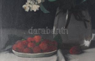 Molnár Z. János (1880-1960): Csendélet virágokkal és gyümölcsökkel. Olaj, vászon, jelezve balra lent...