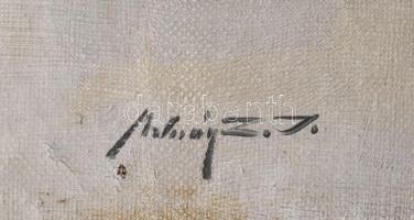 Molnár Z. János (1880-1960): Csendélet virágokkal és gyümölcsökkel. Olaj, vászon, jelezve balra lent...