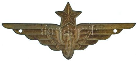 1950-1960 k. Vörös csillagos vasutas bronz felvarrható sapkajelvény, részben festett (25x57mm) T:AU