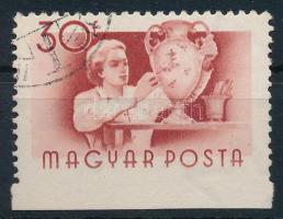 1955 Munka 30f alul fogazatlan ívszéli bélyeg