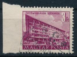 1951/1953 Épületek I. 3Ft ívszéli bélyeg, bal oldalon fogazatlan