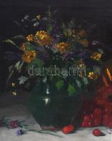 Molnár Z. János (1880-1960): Meggyes csendélet. Olaj, vászon, jelezve balra lent. 60x80 cm