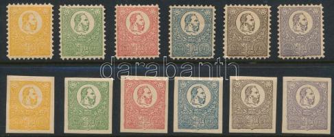 1921 Kőnyomat emlékkiadás 6 klf fogazott + vágott bélyeg, az utolsó vágott érték falcos / hinged (ráncok, törések / creases, folds)