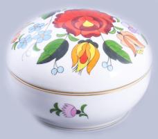 Kalocsai Porcelán bonbonier, jelzett, hibátlan, d: 12,5 cm