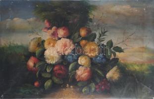 Jelzés nélkül: Csendélet. Olaj, vászon. Apró sérülésekkel. 61x91 cm