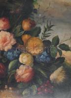Jelzés nélkül: Csendélet. Olaj, vászon. Apró sérülésekkel. 61x91 cm