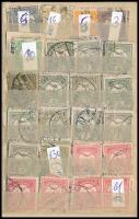1900-1913 506 db Turul bélyeg címletenként rendezve, fogazatra és vízjelre beazonosítás nélkül