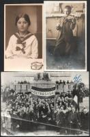 ca 1910-1946 4 db kabinetfotó és két papírkép. Porcelánkép és 1918-as köztársaság kikiáltás fotó kb ...