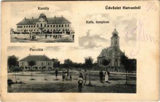 1905 Hatvan, Grassalkovich kastély, katolikus templom és parókia. Hoffmann M. L. kiadása (EK)