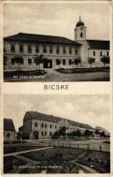 Bicske, Református iskola és templom, Kir. Járásbíróság utca részlettel (EB)