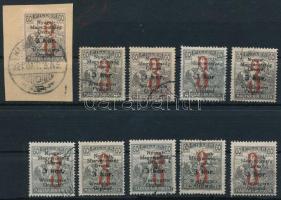 Nyugat-Magyarország VI. 1921 10 db Arató 3K/60f, közte hármaslyukasztások, Bodor vizsgálójellel (**27.200) (rozsda / stain)