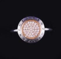 Ezüst (Ag) gyűrű, benne 14k arany (Au) betéttel, jelzett, m:59, nettó 4,4g, certifikáttal, díszdobozban