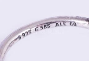 Ezüst (Ag) gyűrű, benne 14k arany (Au) betéttel, jelzett, m:59, nettó 4,4g, certifikáttal, díszdoboz...