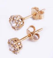 Arany (Au) fülbevaló pár és medál, 14k, cirkóniával, jelzett, bruttó 1,85g