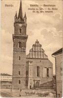 Beszterce, Bistritz, Bistrita; Evangélikus templom. Gustav Zikeli kiadása / Ev. Kirche / Biserica ev. luth. / Lutheran church (b)