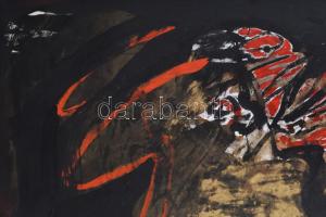 Klimó Károly (1936-): Kép arannyal és feketével, 1990-es évek. Olaj, vászon, jelezve balra lent. 70,...