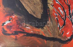 Klimó Károly (1936-): Kép arannyal és feketével, 1990-es évek. Olaj, vászon, jelezve balra lent. 70,...