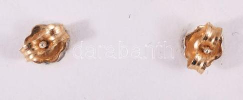 Arany (Au) fülbevaló pár, 14k, jelzett, swarovski kristállya, bruttó 1,3g