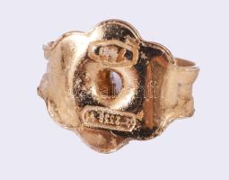 Arany (Au) fülbevaló pár, 14k, jelzett, swarovski kristállya, bruttó 1,3g