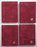 4 darab minikönyv, Varga Domokos: Matthias Corvinus - Initialis. Bp., é.n., Grand Hotel Corvinus Kempinski. Magyar, német és angol nyelven. Kiadói bársonykötés.