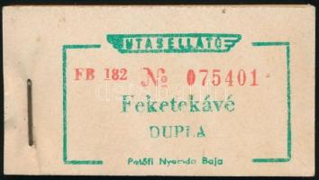 1970-1980 k. "Utasellátó - Feketekávé DUPLA" utalvány tömb, hiánytalan 100 darabos