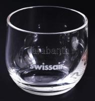 Ólomkristály italos palack dugóval, 4 pohárral, palack márkázott, poharak swissair márkával, m: 5,5-...