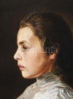 Jelzés nélkül, XIX. sz. vége: Lányportré. Olaj, vászon. Javított. Jobb alsó sarkában felületi kopáso...