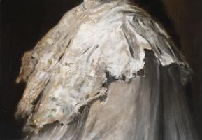 Jelzés nélkül, XIX. sz. vége: Lányportré. Olaj, vászon. Javított. Jobb alsó sarkában felületi kopáso...