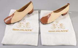 Brunate bőr cuir veritable bőr magassarkú cipő, használatlan, 38 és feles méret, textil védőzsákokka...