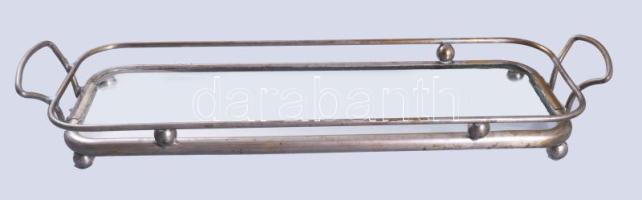 Art deco üveglapos kínálótálca 1 elem hiánnyal, 31x10 cm