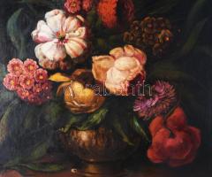 Bányász József jelzéssel, XIX. sz. második fele: Csendélet. Olaj, vászon. Sérült. Dekoratív, antik, ...