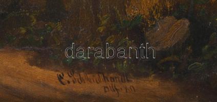 C. Schleichhandt jelzéssel, XIX. sz. második fele: Hazafelé. Olaj, vászon. Javított. Kissé sérült. F...