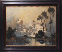 A Harbl (?) jelzéssel, XX. első fele: Vízparti táj. Olaj, vászon. Hátoldalán Szépművészeti Múzeum 9/980 bírálati számú címkéjével. Dekoratív fakeretben, 60x80 cm. KIZÁRÓLAG SZEMÉLYES ÁTVÉTEL, NEM POSTÁZZUK! / ONLY PERSONAL COLLECTION AT OUR OFFICE!