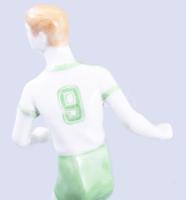 Hollóházi 9-es számú Ferencváros focista, jelzett, kézzel festett, hibátlan, m: 19 cm