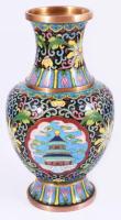 Kínai cloisonne réz váza, jó állapotban, m: 18,5 cm