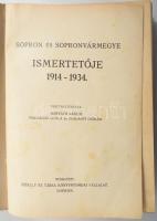 Sopron és Sopronvármegye ismertetője 1914-1934. Összeáll.: Horváth László, Madarász Gyula, Zsadányi Oszkár. Sopron, [1936], Székely és Társa, 124 p.+ 246 p.+ 20 (fekete-fehér képek) t. Kiadói aranyozott, dombornyomott címerekkel díszített egészvászon-kötés, kopottas borítóval, kissé sérült gerinccel, helyenként kissé foltos lapokkal.