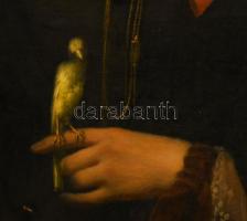 De Coen, Leopold (1834-?): Biedermeier női portré madárkával, 1856. Olaj, vászon. Jelezve jobbra köz...