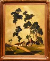 Bajor (Bayer) Ágost (1892-1958): Tanya, 1931. Olaj, vászon, jelezve jobbra lent. Dekoratív, kissé sérült fakeretben, 83,5×68 cm