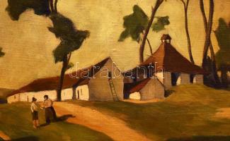 Bajor (Bayer) Ágost (1892-1958): Tanya, 1931. Olaj, vászon, jelezve jobbra lent. Dekoratív, kissé sé...