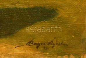 Bajor (Bayer) Ágost (1892-1958): Tanya, 1931. Olaj, vászon, jelezve jobbra lent. Dekoratív, kissé sé...