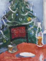 Szentiványi Lajos (1909-1973): Szilveszteri éj. Olaj, vászon, jelezve balra lent. Hátoldalán Képcsar...