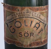 Haggenmacher Góliát sör üveg, címkével, m: 28,5 cm