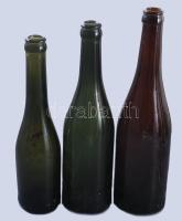 3 darab régi sörösüveg, m: 29 cm alatt