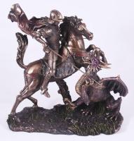 Veronese Design Sárkányölő Szent György. Bronz bevonatú gyanta, jelzett, m: 26,5 cm